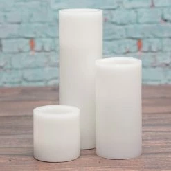 Richland Flameless LED Pillar Candles 3"x3", 3"x6" & 3"x9" White Set Of 18