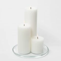 Richland Round Glass Pillar Plate 8" Set Of 8 Candle Holders