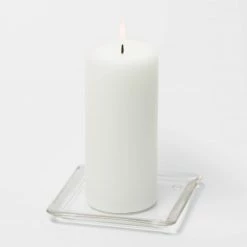 Richland Candle Holders Eastland Square Glass Pillar Plate 5" Set Of 12