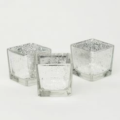 Richland Silver Mercury Square Votive Holder Set Of 12 Weddings