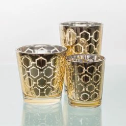 Richland Gold Hexagonal Glass Holder - Large Set Of 6