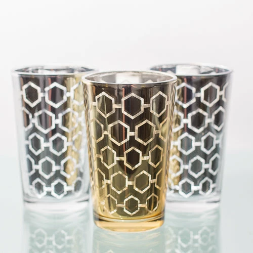 Shop By Event Richland Silver Hexagonal Glass Holder - Large Set Of 6 3 Shop By Event Richland Silver Hexagonal Glass Holder - Large Set Of 6