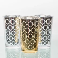 Richland Gold Hexagonal Glass Holder - Large Set Of 6 5 Richland Gold Hexagonal Glass Holder - Large Set Of 6