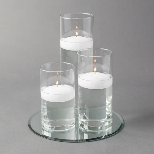 Eastland Round Mirror And Cylinder Vase Centerpiece With Richland 3" Floating Candles Set Of 84 1 Eastland Round Mirror And Cylinder Vase Centerpiece With Richland 3" Floating Candles Set Of 84
