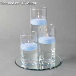 Weddings Eastland Round Mirror And Cylinder Vase Centerpiece With Richland 3" Floating Candles Set Of 7