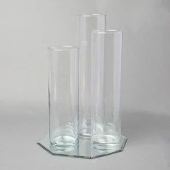 Richland Weddings Eastland 12" Mirror And Tall Cylinder Vase Centerpiece Set Of 4