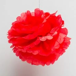 Richland 6" Tissue Paper Pom Poms, Red Set Of 10 Seasonal Parties