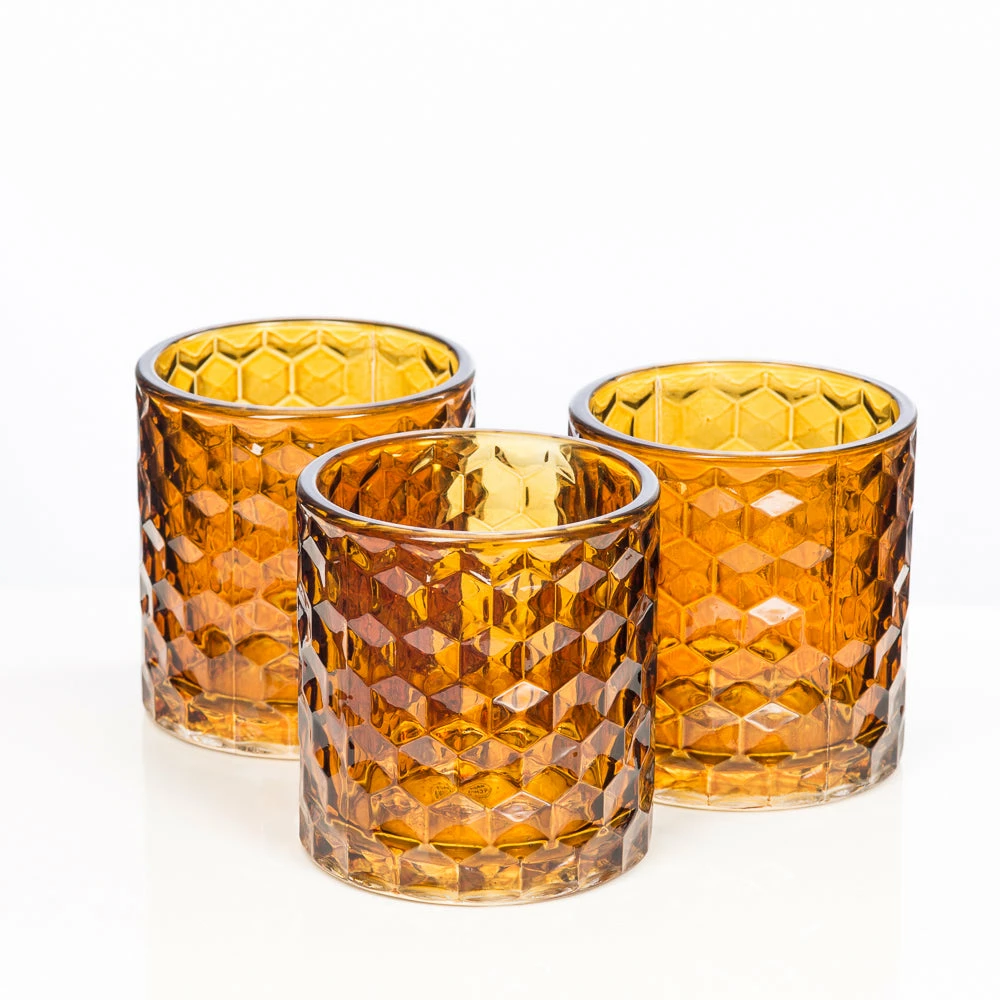 Richland Amber Chunky Honeycomb Glass Votive & Tealight Holder Set Of 6 1 Richland Amber Chunky Honeycomb Glass Votive & Tealight Holder Set Of 6