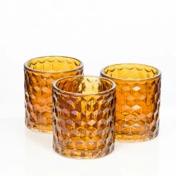 Richland Amber Chunky Honeycomb Glass Votive & Tealight Holder Set Of 48