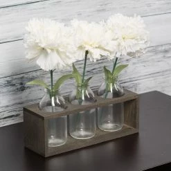 Richland Vintage Milk Bottle Vases With Wooden Stand Set Of 6 Weddings