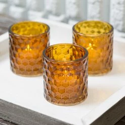 Richland Amber Chunky Honeycomb Glass Votive & Tealight Holder Set Of 12 Shop By Event