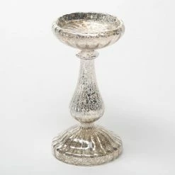 Richland Ribbed Unique Mercury Glass Pillar Candle Holder Set Of 3 Candle Holders