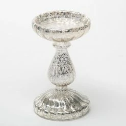 Richland Ribbed Unique Mercury Glass Pillar Candle Holder Set Of 3 Candle Holders