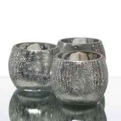 Richland Silver Crackle Hurricane Holder Set Of 12