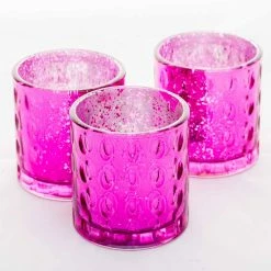 Richland Votive Holder Pinched Pink Mercury Set Of 6
