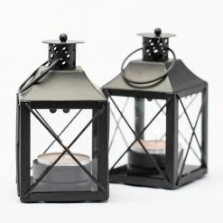 Richland Mini Tealight Lanterns Black Metal Set Of 25