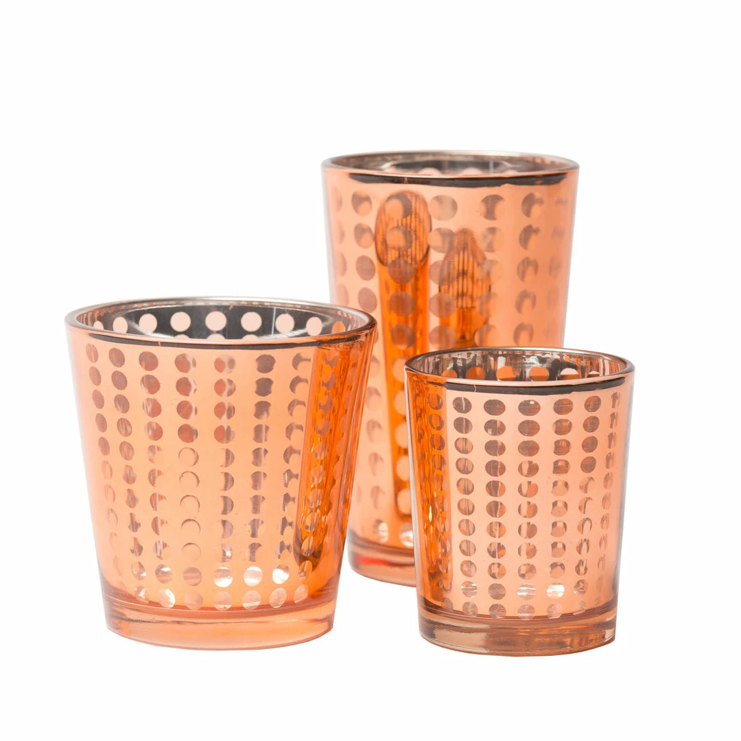 Richland Rose Gold Dotted Glass Holder - Small Set Of 12 2 Richland Rose Gold Dotted Glass Holder - Small Set Of 12