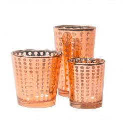 Shop By Event Richland Rose Gold Dotted Glass Holder - Medium Set Of 6