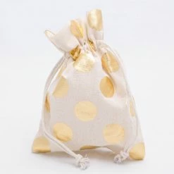 Richland Cotton Bag 5" X 7" With Gold Dots Set Of 12