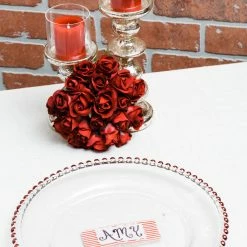 Richland 13" Red Beaded Glass Charger Plate Set Of 12