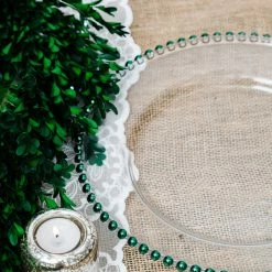 Richland 13" Green Beaded Glass Charger Plate Weddings