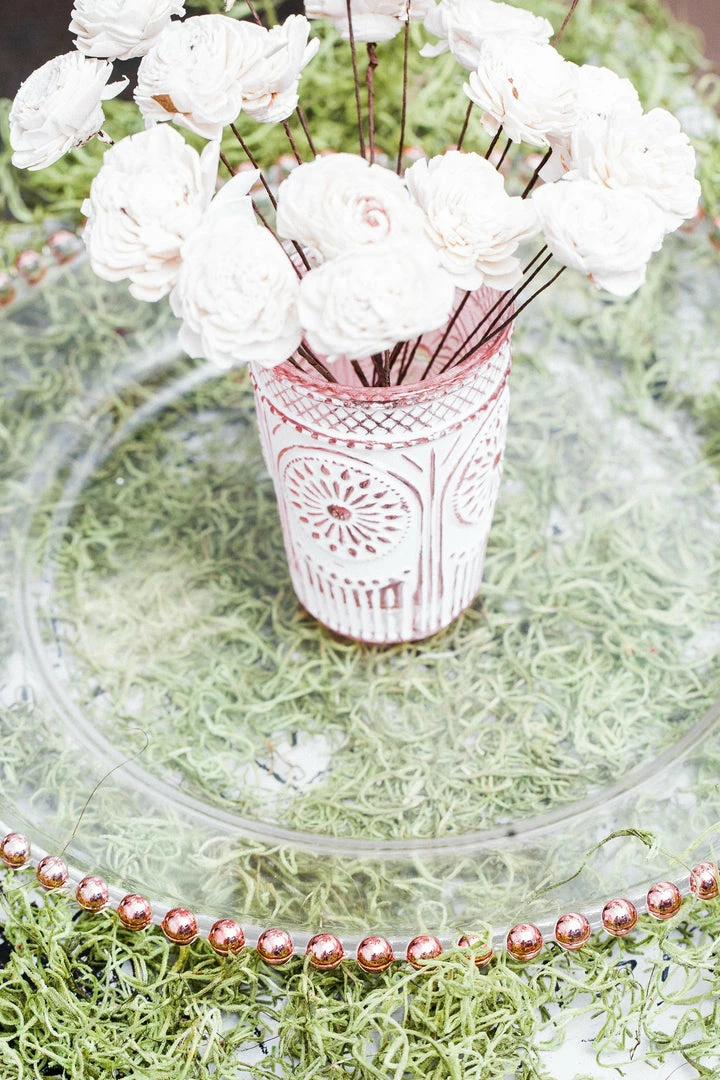 Richland 13" Rose Gold Beaded Glass Charger Plate Set Of 12 2 Richland 13" Rose Gold Beaded Glass Charger Plate Set Of 12