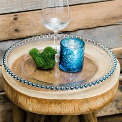 Weddings Richland 13" Blue Beaded Glass Charger Plate Set Of 12