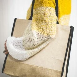 Richland Jute Blend Tote With Black Accents Set Of 6