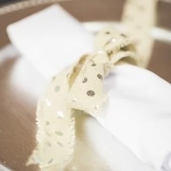 Shop By Event Richland Ribbon Linen Fringed Edge 1" X 5 Yards With Silver Dots Set Of 12