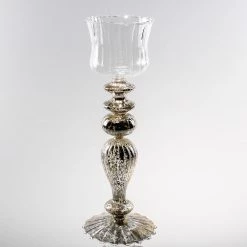 Candle Holders Richland 13.5" Mercury Pillar Candle Holder With Clear Glass