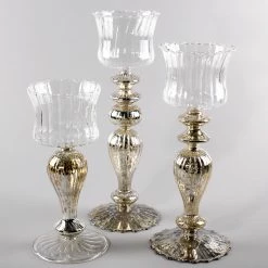 Candle Holders Richland Mercury Pillar Candle Holder With Clear Glass Set Of 3