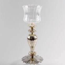 Candle Holders Richland 12" Mercury Pillar Candle Holder With Clear Glass