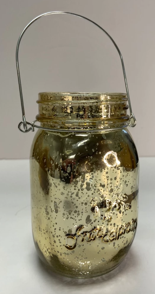 Richland Small Mercury Hanging Mason Jar With Handle - Metallic Gold Set Of 12 1 Richland Small Mercury Hanging Mason Jar With Handle - Metallic Gold Set Of 12