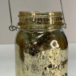 Weddings Richland Small Mercury Hanging Mason Jar With Handle - Metallic Gold Set Of 6