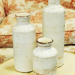 Richland Farmhouse White Ceramic Vase 5", 7.5" & 10" Set Of 3 Weddings