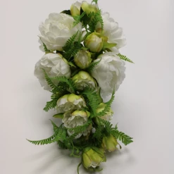 Richland Peony And Fern Cascading Bouquet White 9.5"
