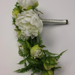 Richland Peony And Fern Cascading Bouquet White 9.5"