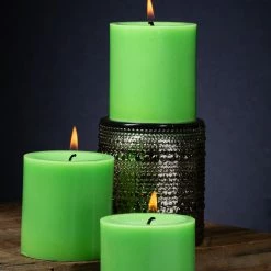 Richland Pillar Candles 3"x3" Green Set Of 12