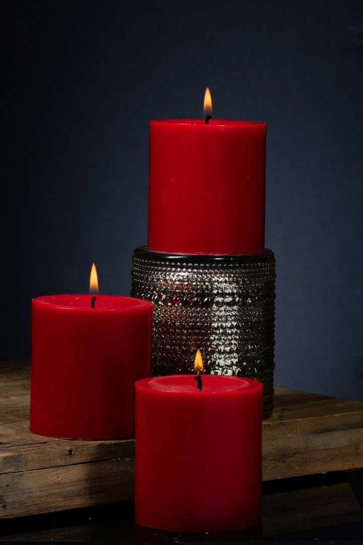 Shop By Event Richland Pillar Candles 3"x3" Red Set Of 24 2 Shop By Event Richland Pillar Candles 3"x3" Red Set Of 24