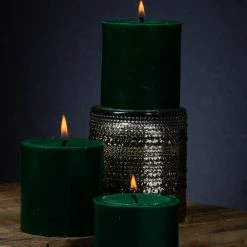 Richland Pillar Candles 3"x3" Dark Green Set Of 12