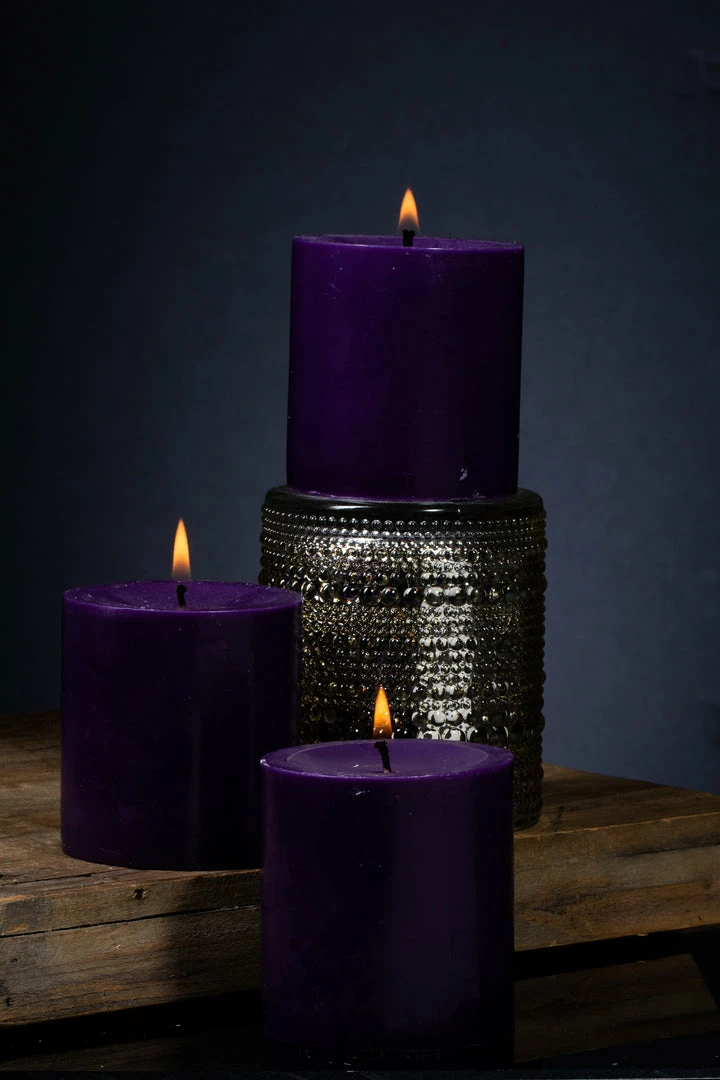 Richland Pillar Candles 3"x3" Purple Set Of 12 2 Richland Pillar Candles 3"x3" Purple Set Of 12