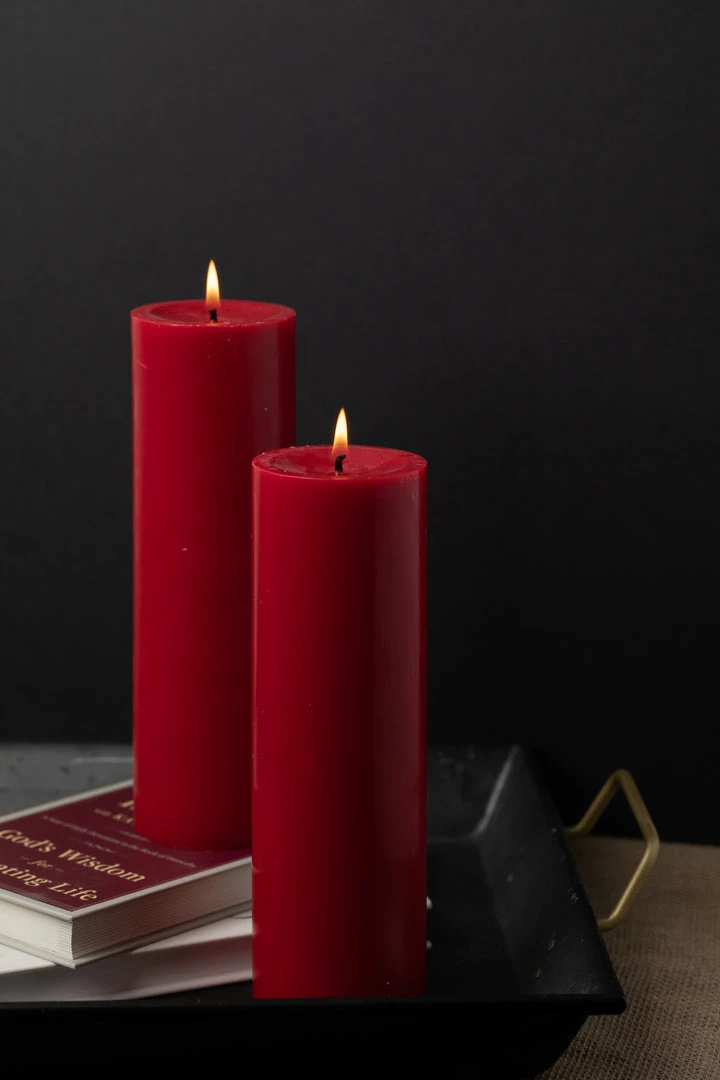 Richland Pillar Candles 3"x9" Red Set Of 6 2 Richland Pillar Candles 3"x9" Red Set Of 6