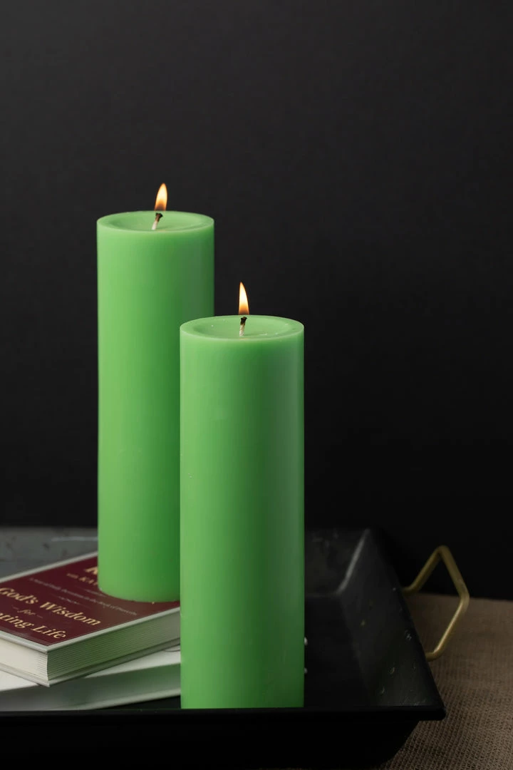 Shop By Event Richland Pillar Candles 3"x9" Green Set Of 24 2 Shop By Event Richland Pillar Candles 3"x9" Green Set Of 24