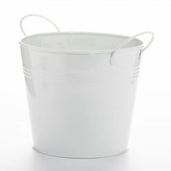 Save-On-Crafts White Metal Bucket 6.5" With 2 Handles Buckets & Tubs