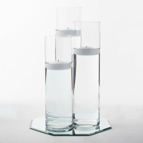 Eastland 12" Mirror And Tall Cylinder Vase Centerpiece With Richland Floating Candles Set Of 48 Centerpieces 3 Eastland 12" Mirror And Tall Cylinder Vase Centerpiece With Richland Floating Candles Set Of 48 Centerpieces