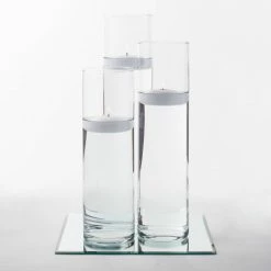 Eastland 12" Mirror And Tall Cylinder Vase Centerpiece With Richland Floating Candles Set Of 48 Centerpieces