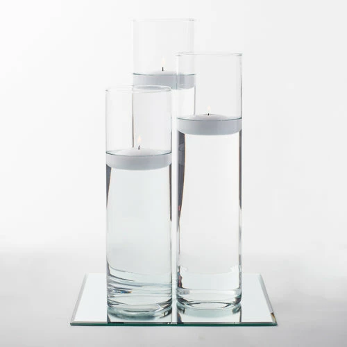 Eastland 12" Mirror And Tall Cylinder Vase Centerpiece With Richland Floating Candles Set Of 48 Centerpieces 2 Eastland 12" Mirror And Tall Cylinder Vase Centerpiece With Richland Floating Candles Set Of 48 Centerpieces