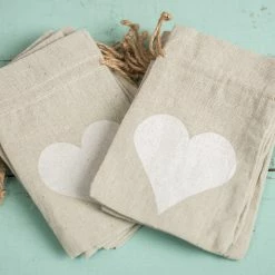 Richland Linen Heart Favor Bags (12 Bags) 4x6