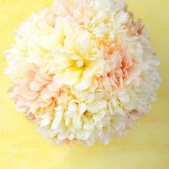 Richland Fall 15" Silk Flower Cream & Blush Peony Ball, Hanging Decorations, Wedding Decor