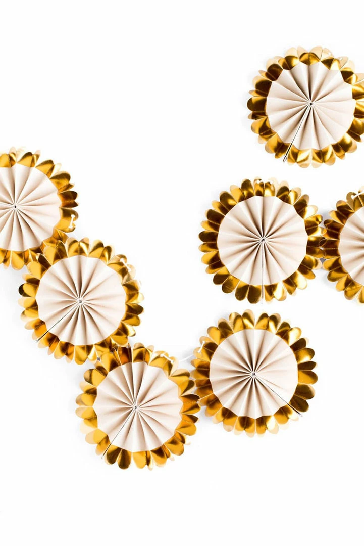 Richland Fancy Mini Fan Rosette Banner, MME, Party Decorations 8ft Gold Shop By Event 1 Richland Fancy Mini Fan Rosette Banner, MME, Party Decorations 8ft Gold Shop By Event